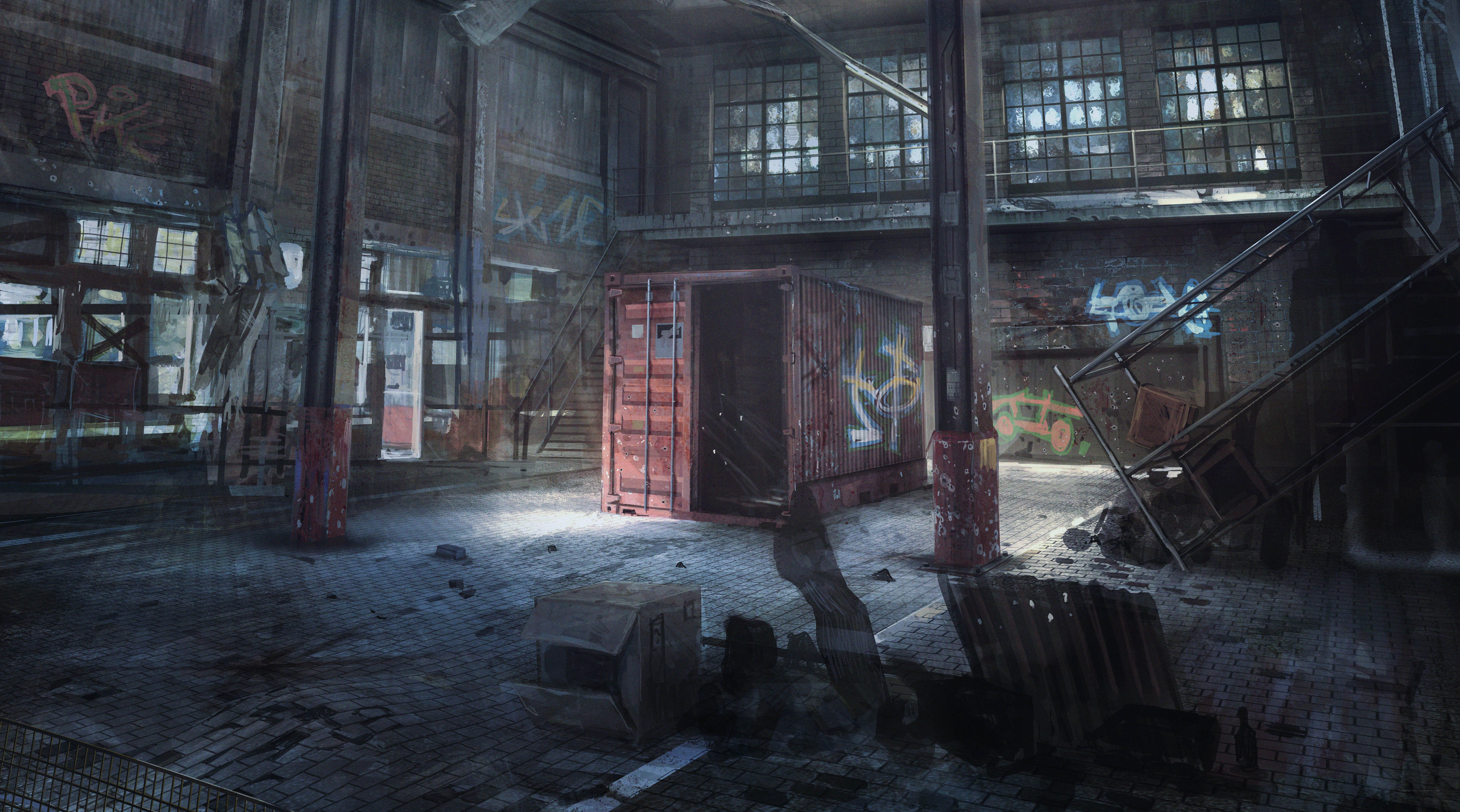 abandoned warehouse interior