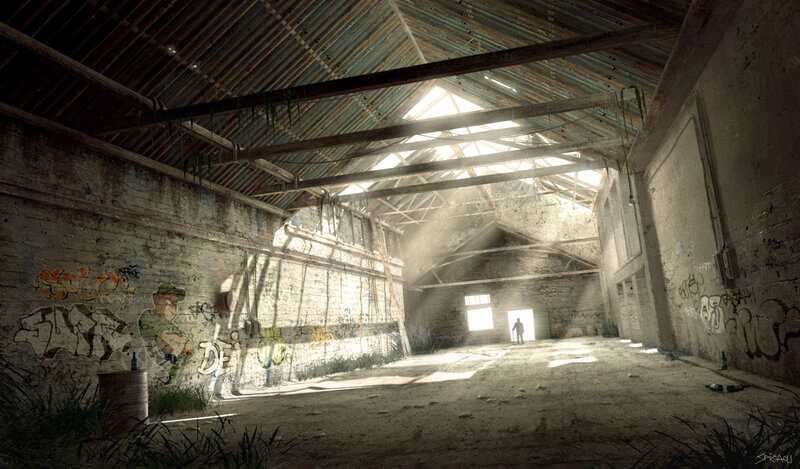Abandoned warehouse interior