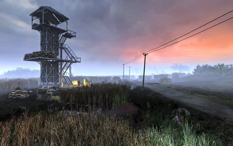 Abandoned watchtower at dawn