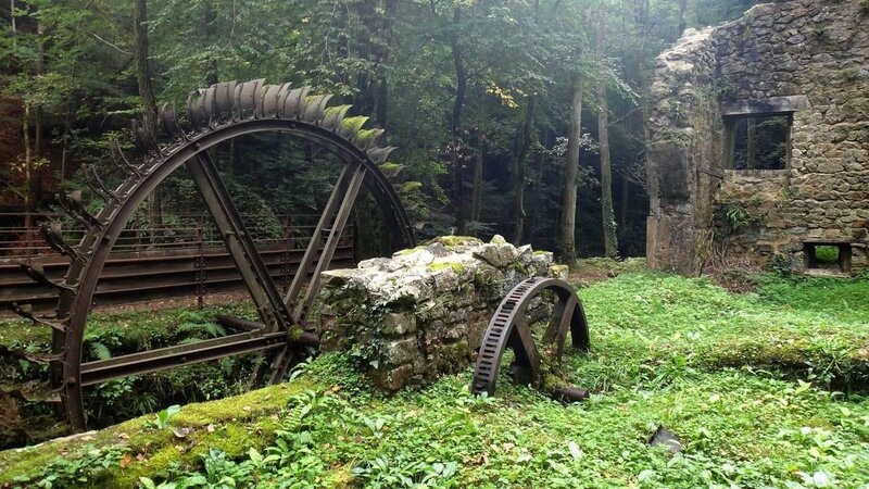 Abandoned Water Wheel — Green, Overgrown