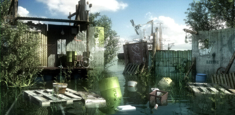 abandoned waterfront settlement