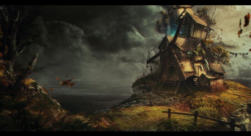 Abandoned Windmill House — Brown, Dramatic, Autumn