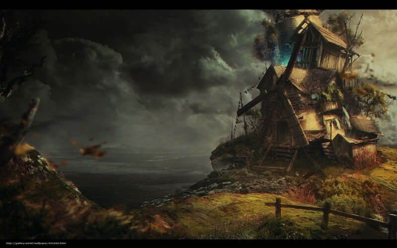 abandoned windmill on cliff