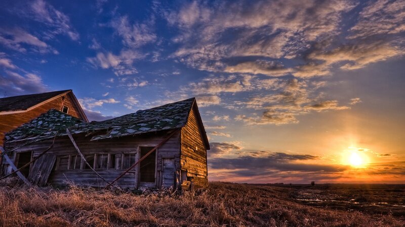 Abandoned Wooden Barn — Blue, Dramatic