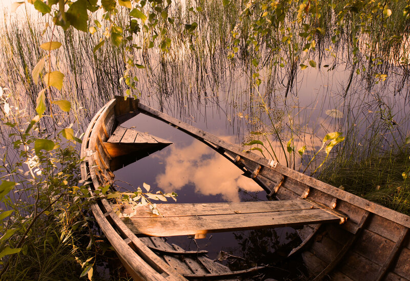 Abandoned Wooden Boat — Brown