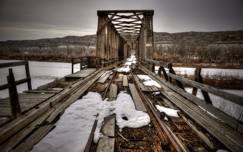 Abandoned Wooden Bridge — Brown