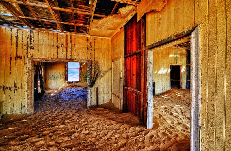 abandoned wooden building interior