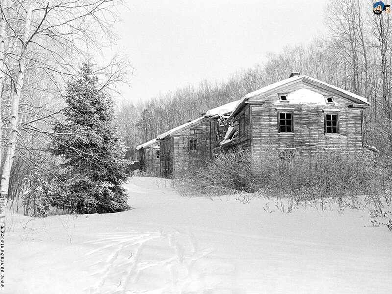 Abandoned Wooden Buildings — Black, Desolate