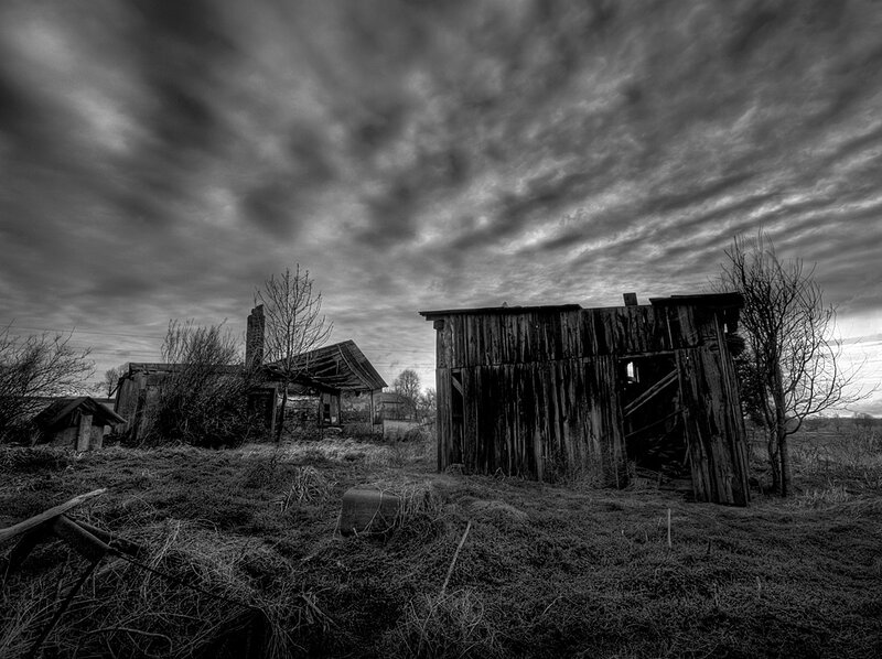 Abandoned Wooden Buildings — Black