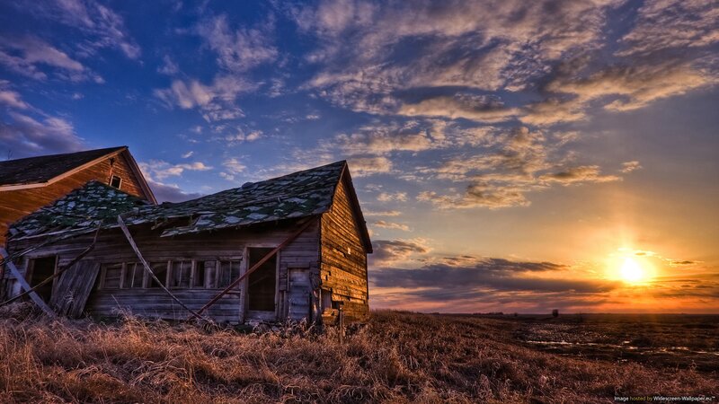 Abandoned Wooden Buildings — Blue