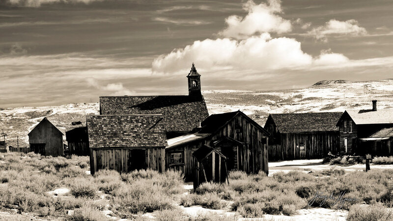 Abandoned Wooden Buildings — Brown, Dramatic, Photograph