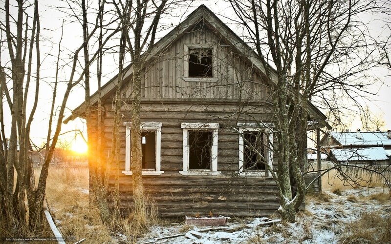 Abandoned Wooden Cabin — Brown, Dramatic, Sunset