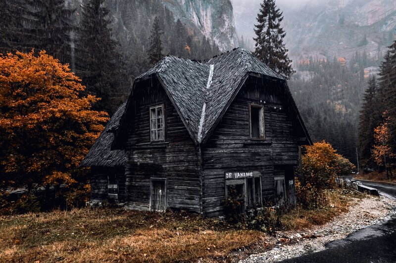Abandoned Wooden Cabin — Brown, Dreary