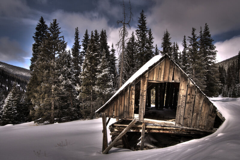Abandoned Wooden Cabin — White