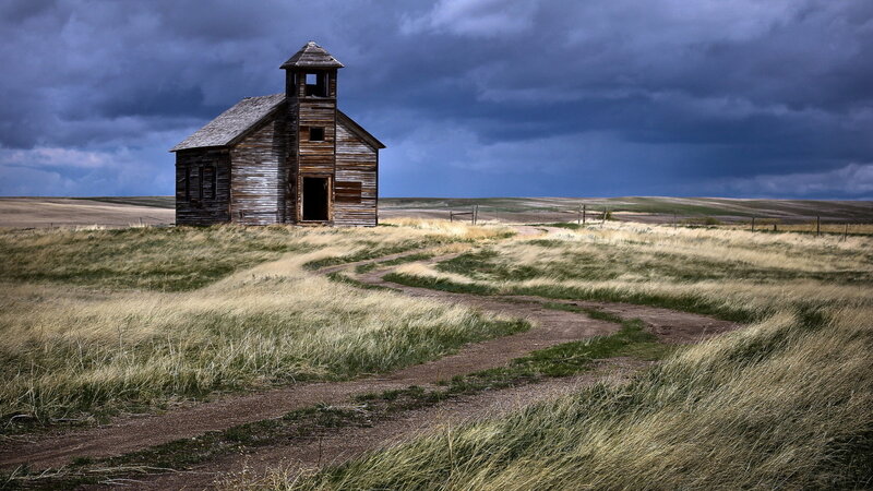 Abandoned Wooden Church — Blue
