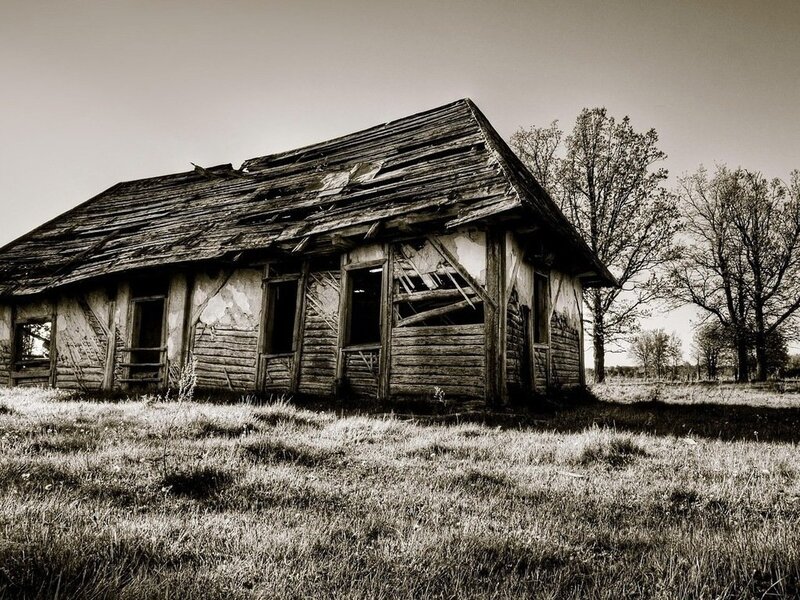 Abandoned Wooden House — Black