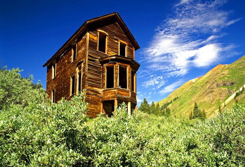 Abandoned Wooden House — Blue, Dramatic, Afternoon