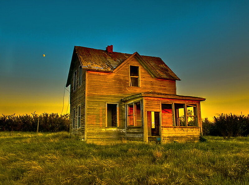 Abandoned Wooden House — Blue, Dramatic