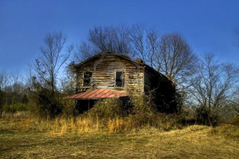 Abandoned Wooden House — Blue