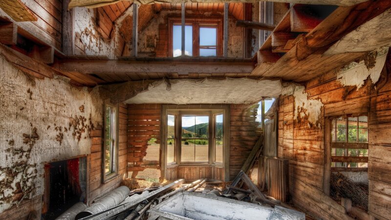 Abandoned Wooden House — Brown, Dramatic, Afternoon