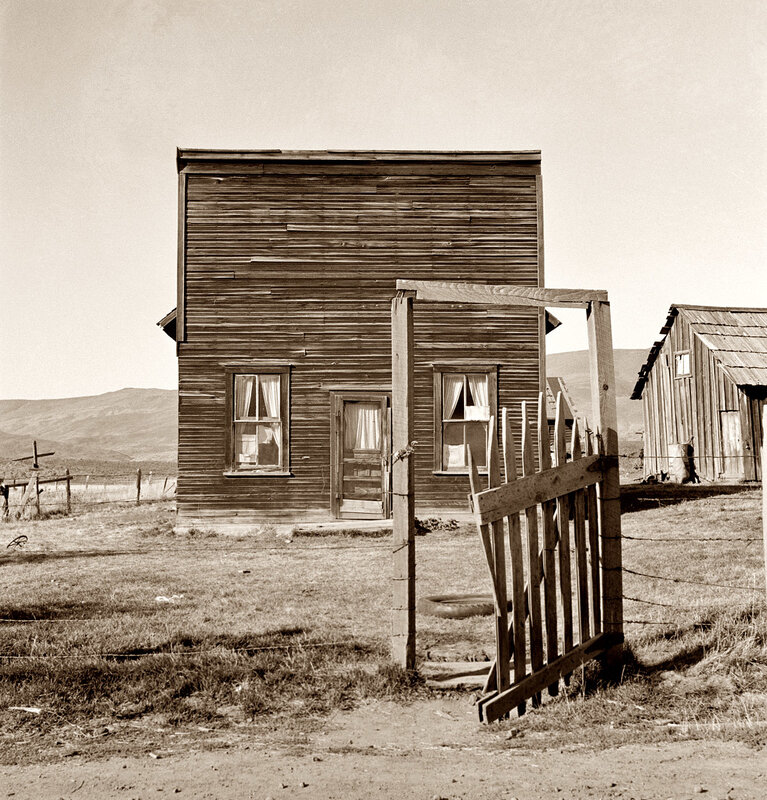 abandoned wooden house in desert