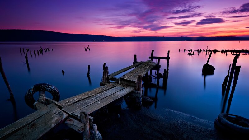 Abandoned Wooden Pier — Purple