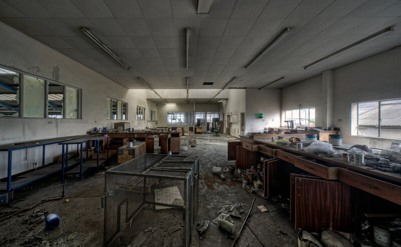 abandoned workshop interior
