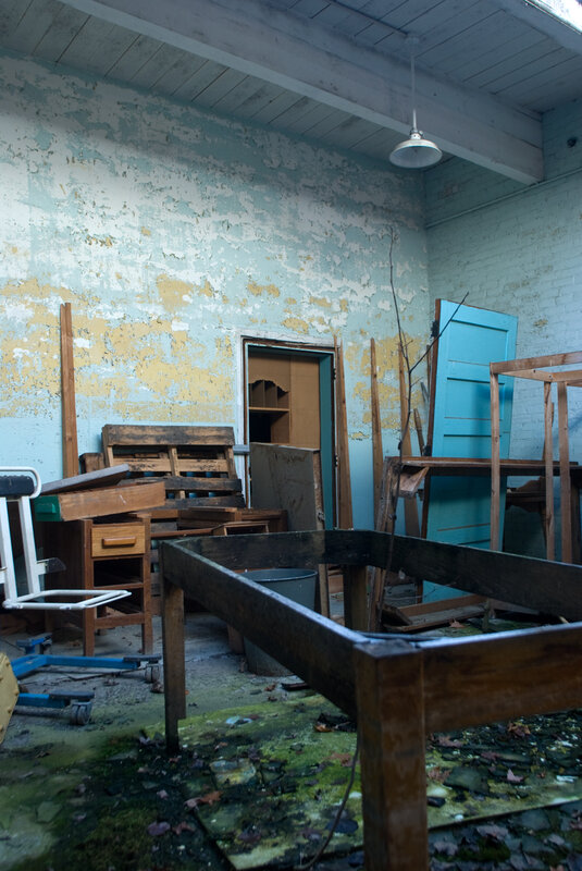 abandoned workshop interior