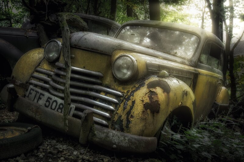Abandoned Yellow Car — Dramatic