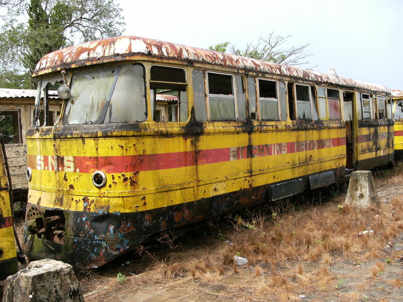Abandoned yellow train car