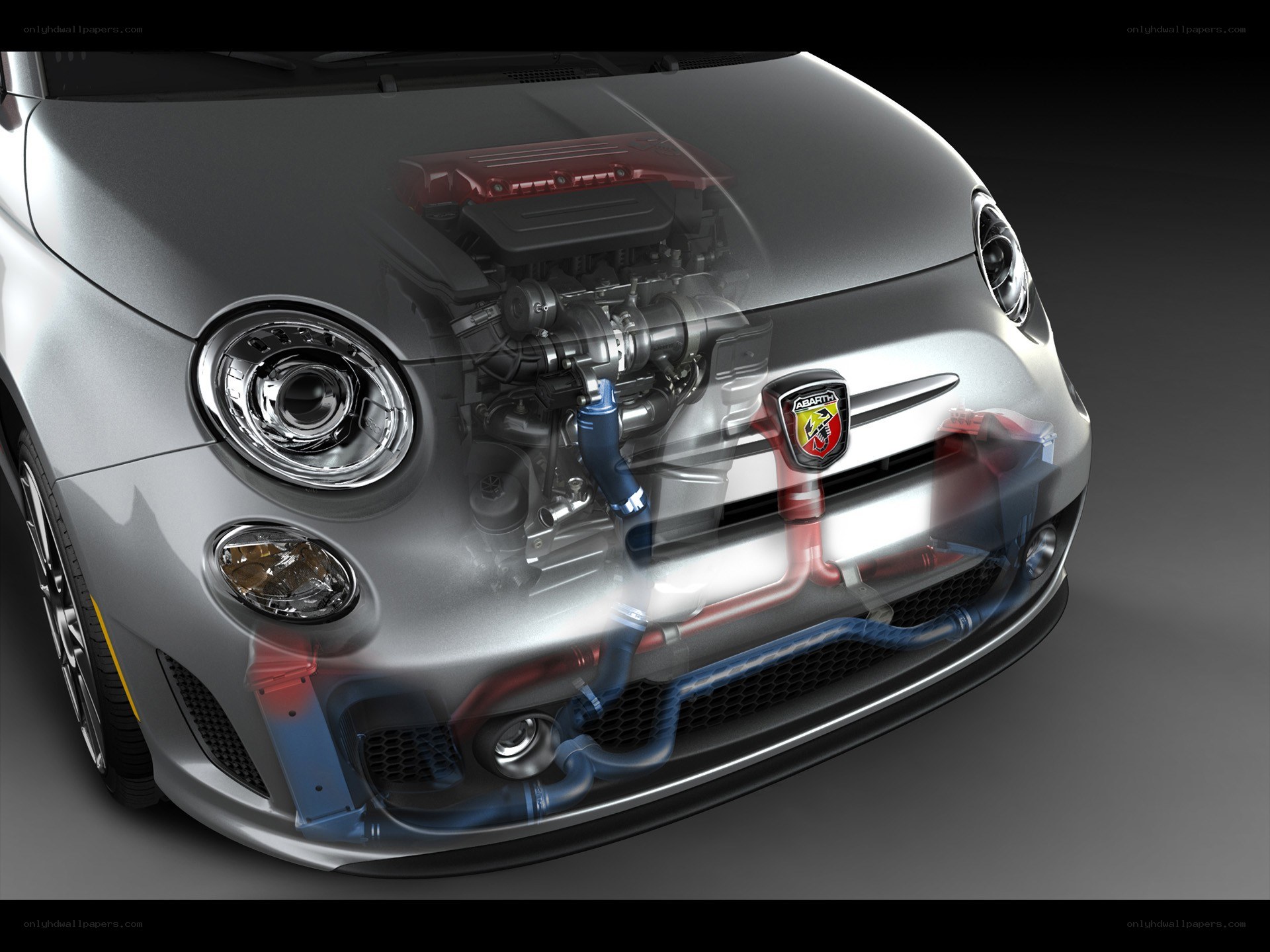 Abarth car engine cutaway