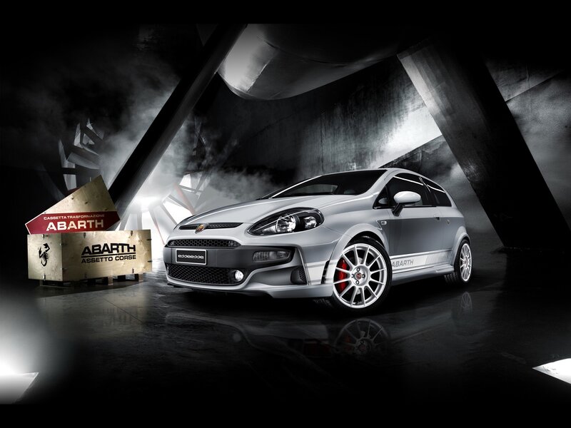 Abarth car in a dark studio
