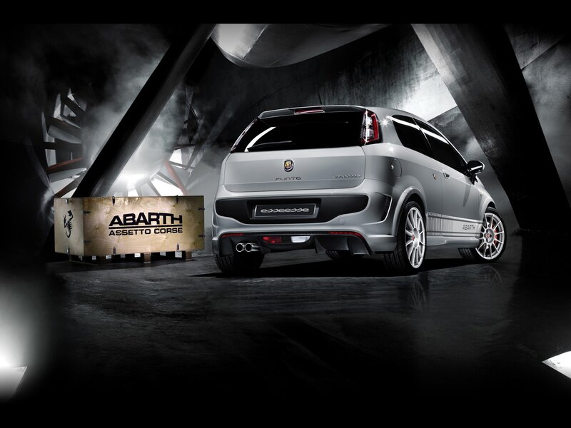 Abarth Punto in a dark studio
