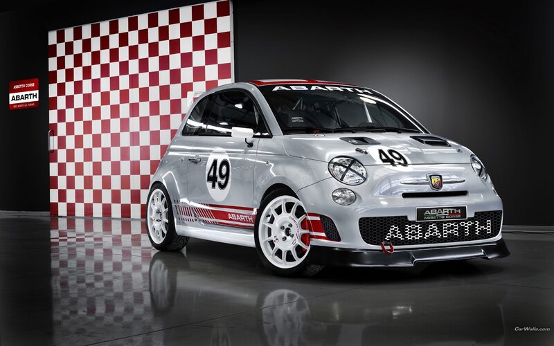 Abarth race car in showroom