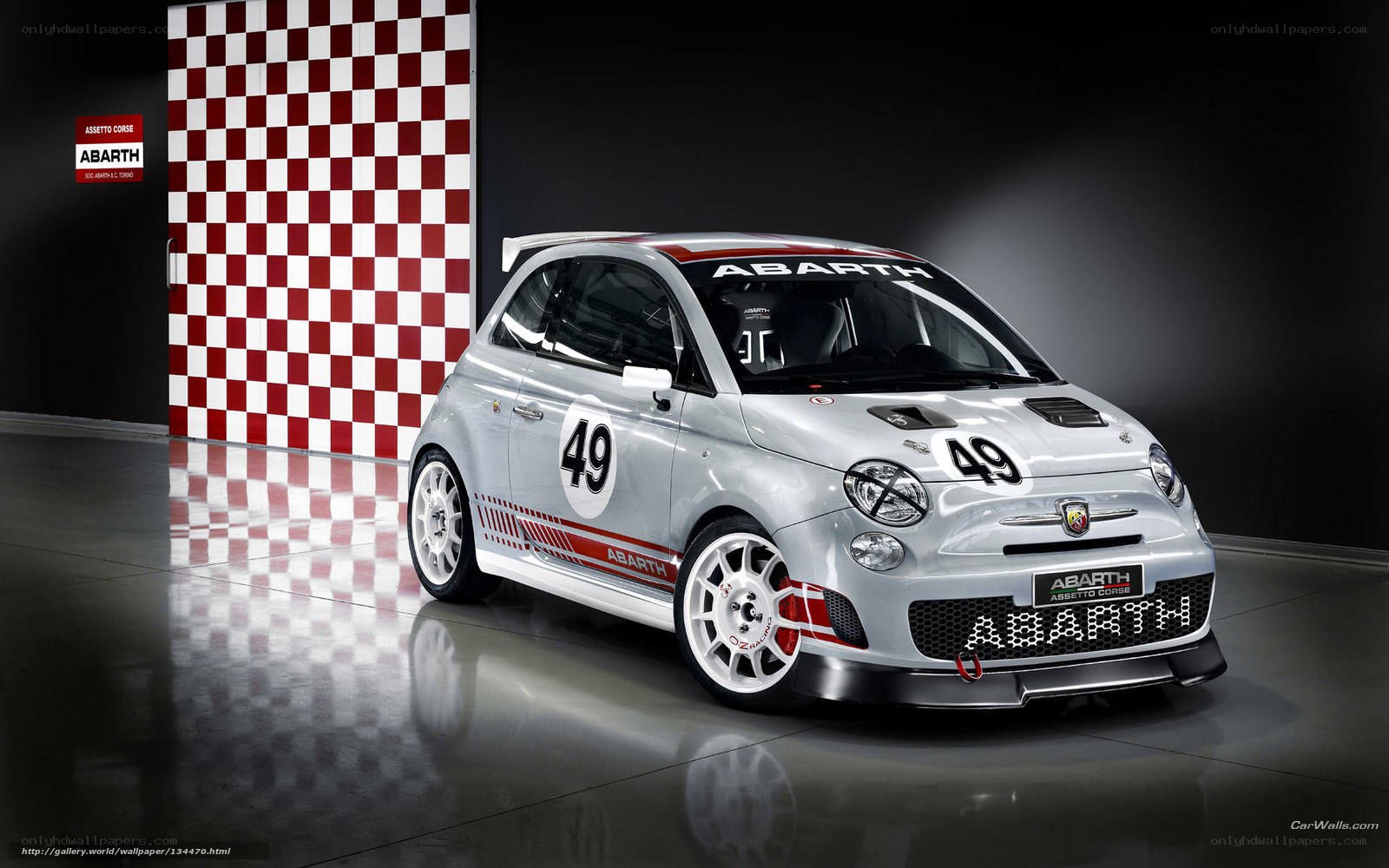 Abarth race car in showroom