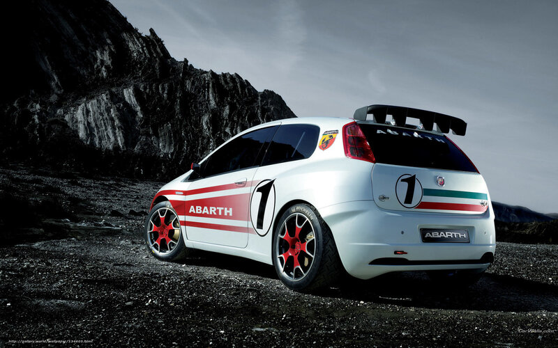 Abarth race car on rocky terrain