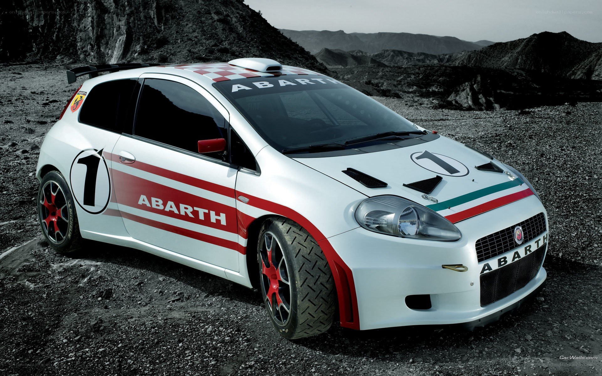 Abarth rally car in desert