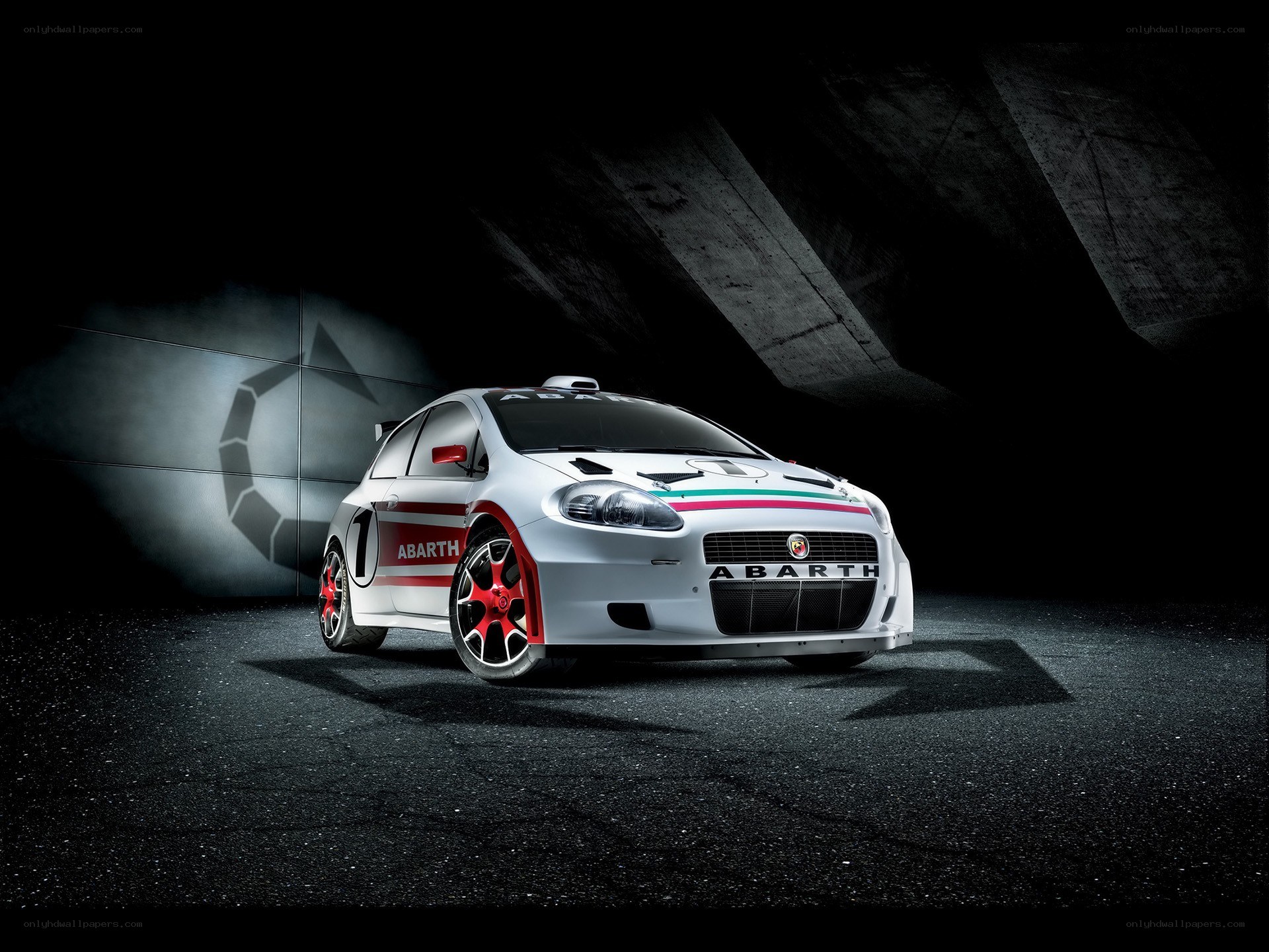 Abarth rally car in studio