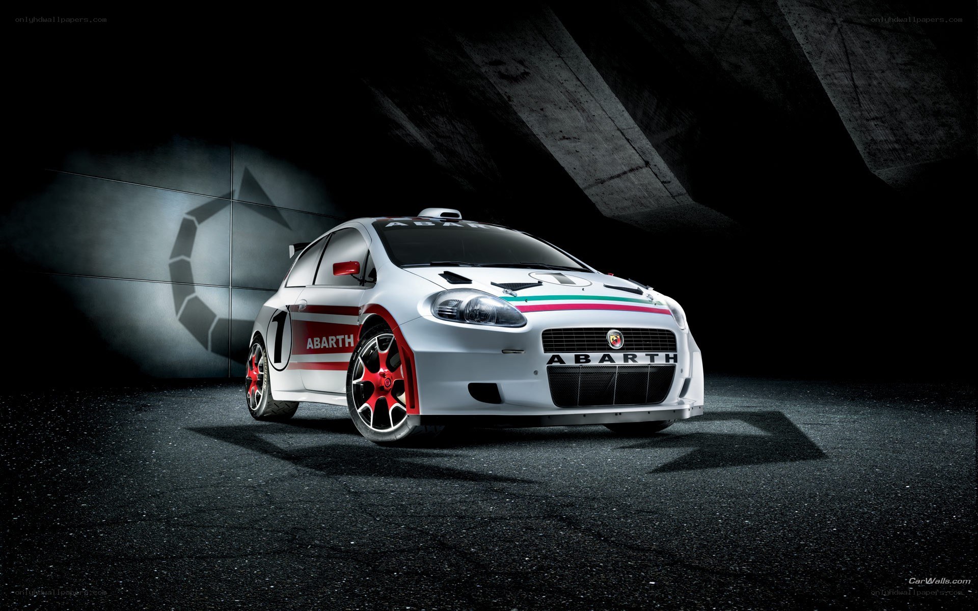Abarth rally car in studio