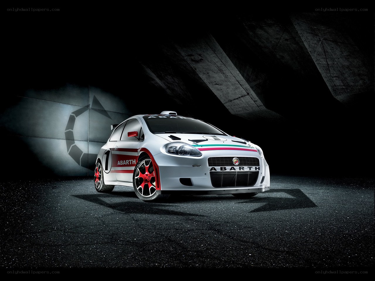 Abarth rally car in studio