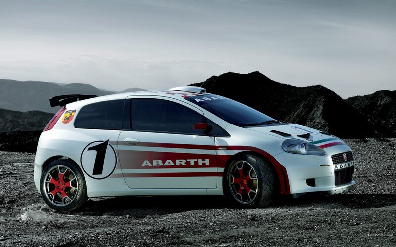 Abarth rally car on gravel