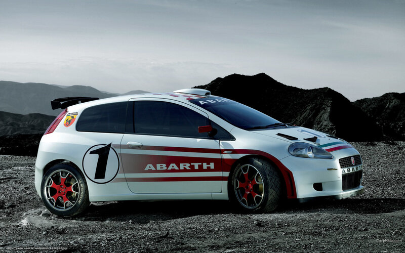 Abarth rally car on gravel