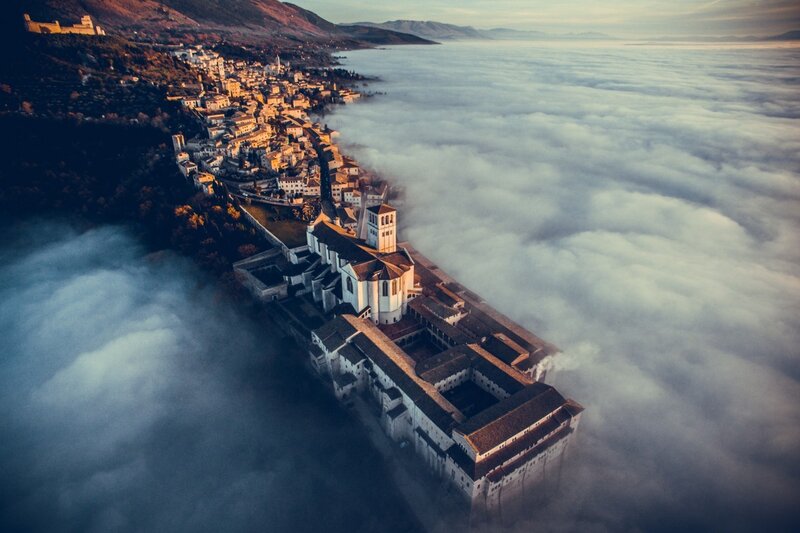 Abbey Above Clouds
