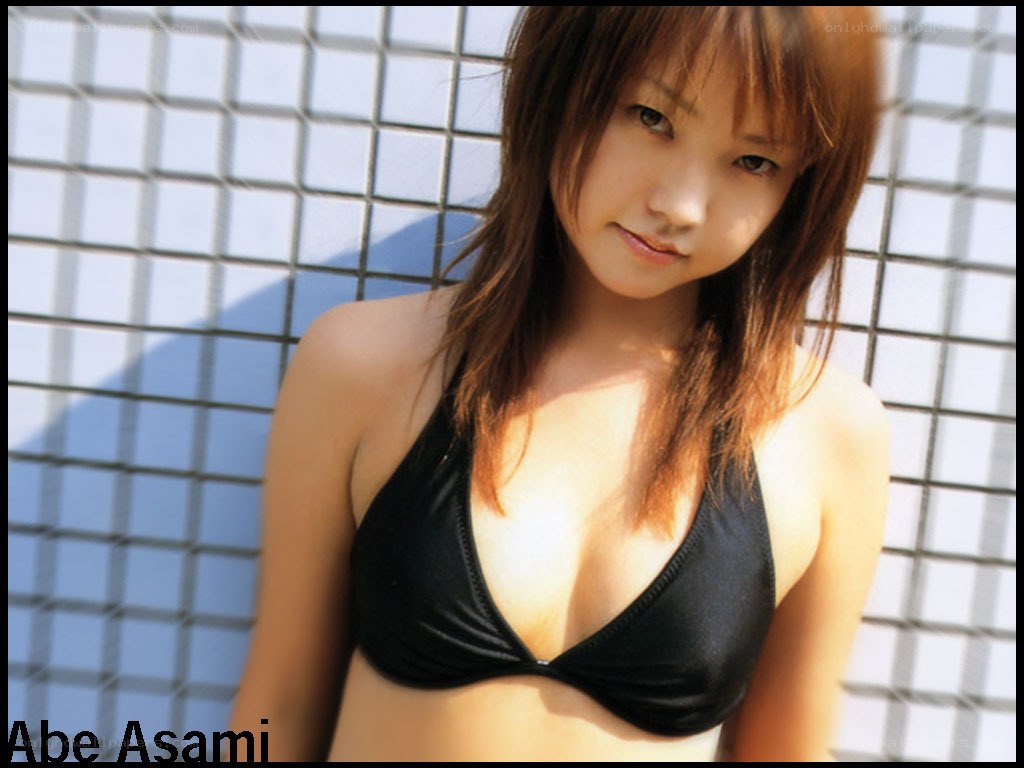 Abe Asami in a black bikini