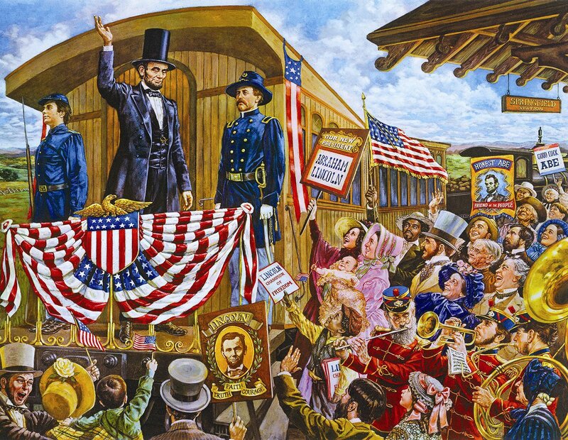 Abraham Lincoln on Train