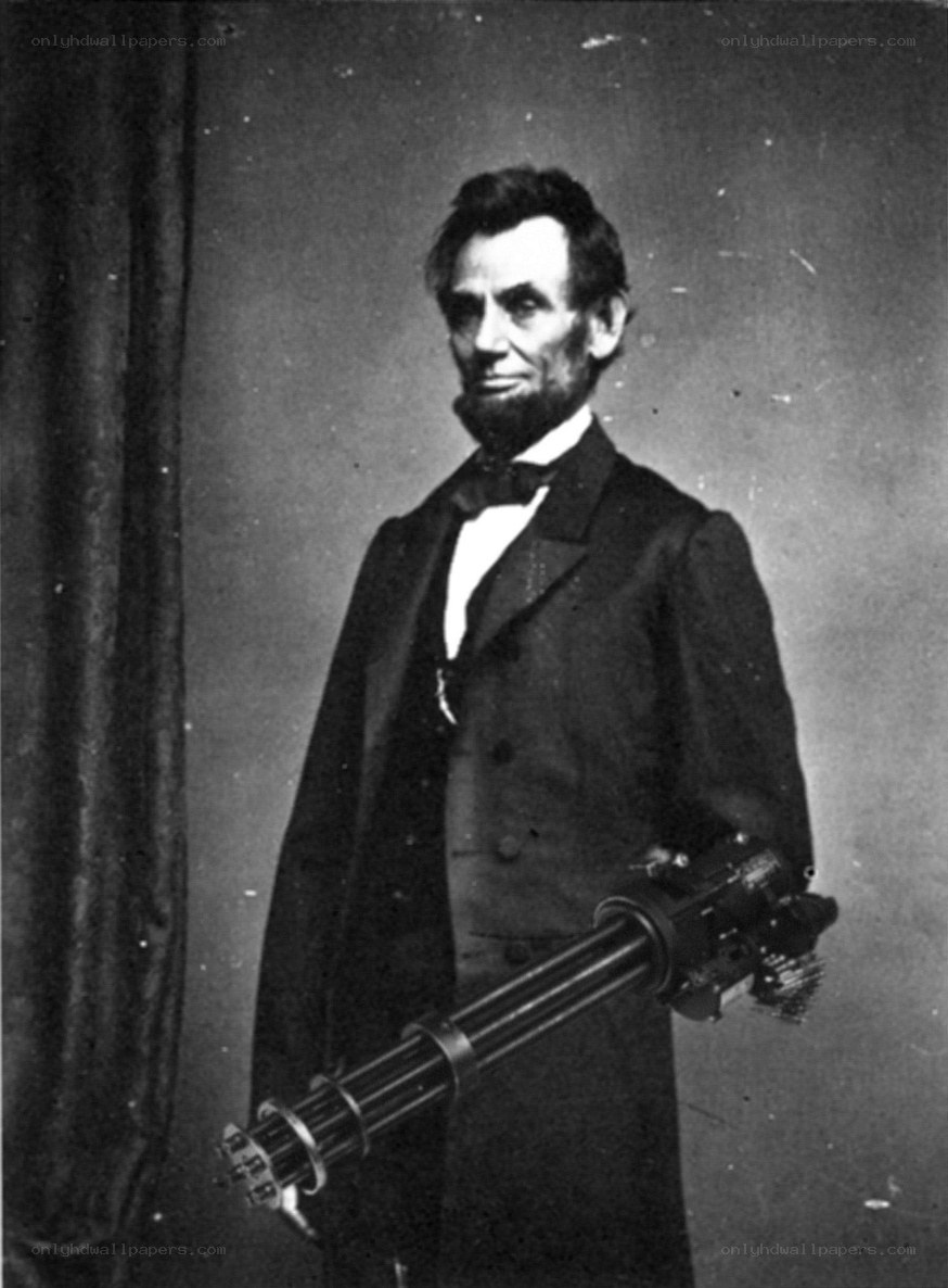 Abraham Lincoln with machine gun