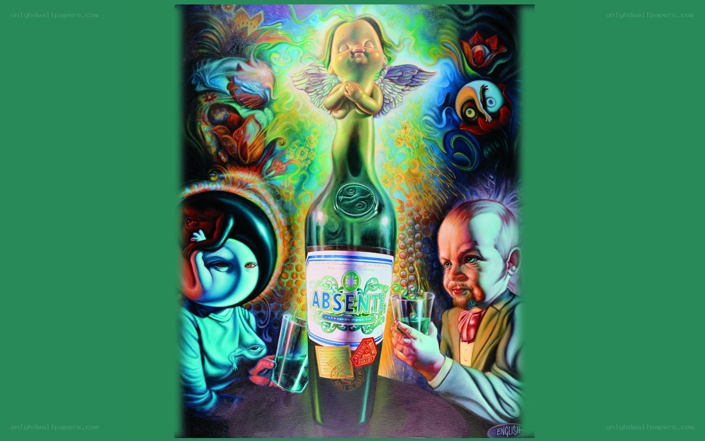 Absente bottle art illustration