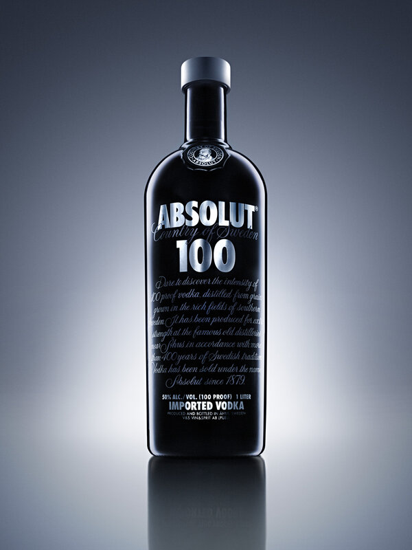 Absolut 100 vodka bottle