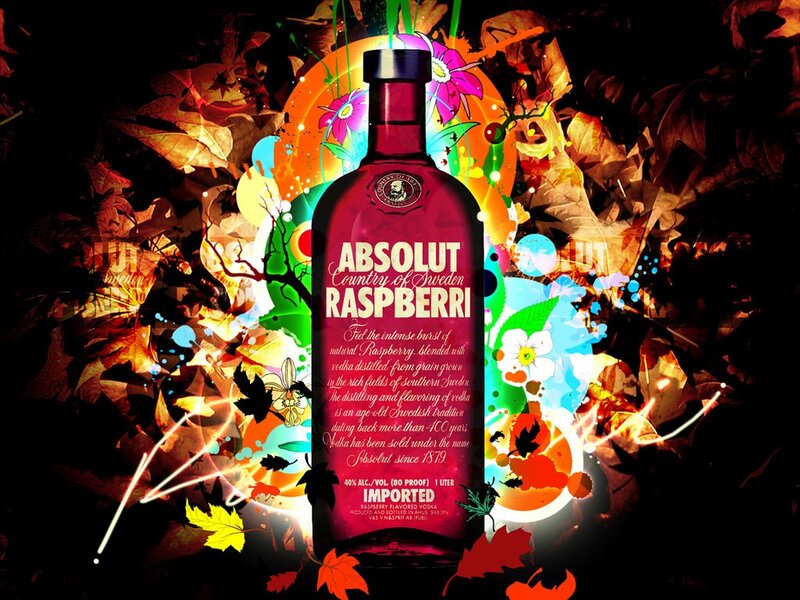 Absolut Raspberry Bottle — Red