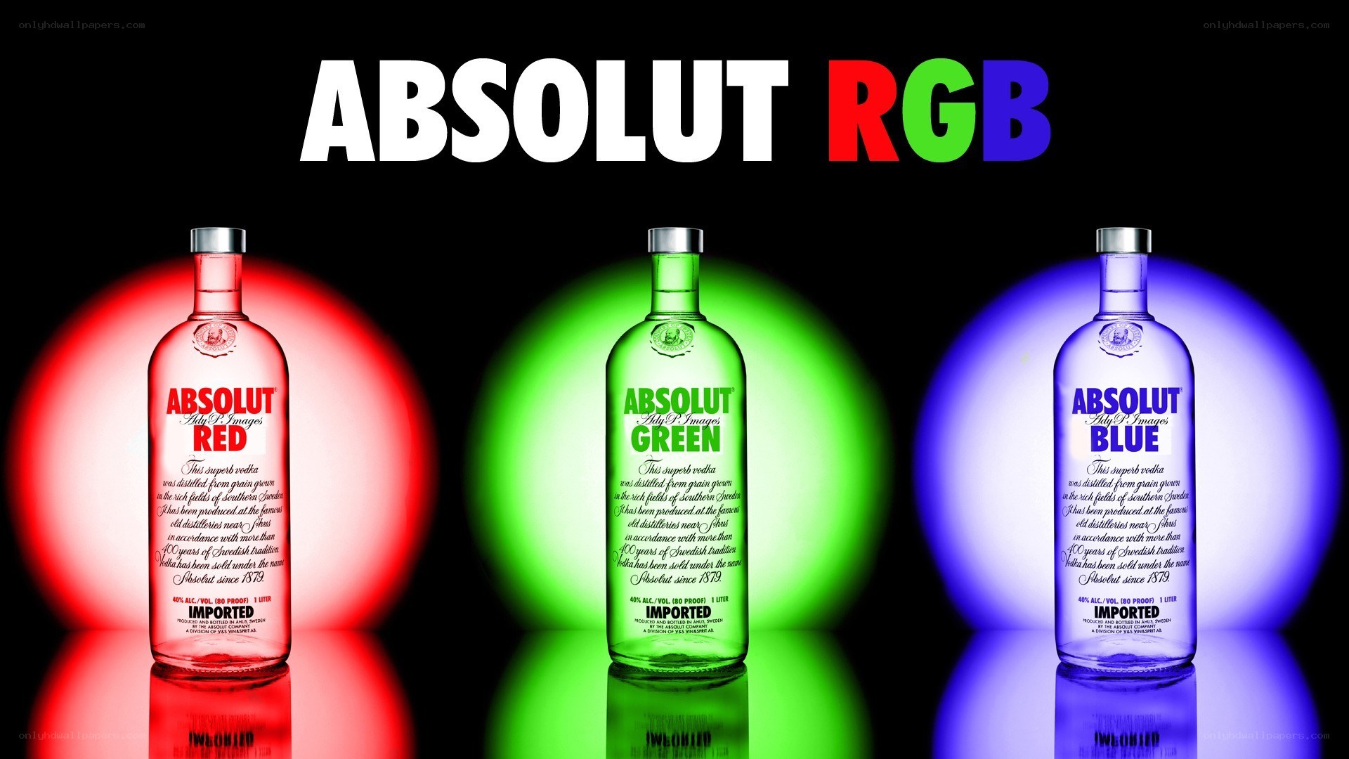 Absolut RGB Vodka Bottles